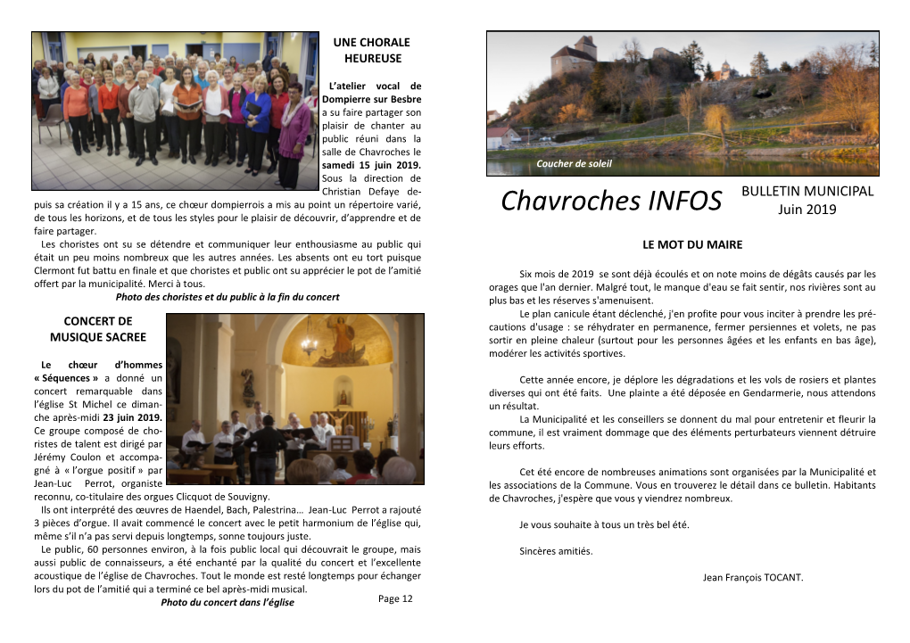 Chavroches INFOS Juin 2019 De Tous Les Horizons, Et De Tous Les Styles Pour Le Plaisir De Découvrir, D’Apprendre Et De Faire Partager