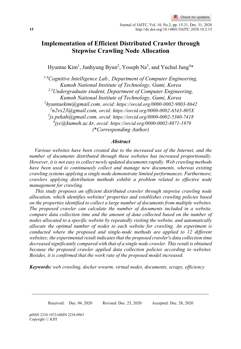 Implementation of Efficient Distributed Crawler Through Stepwise Crawling Node Allocation