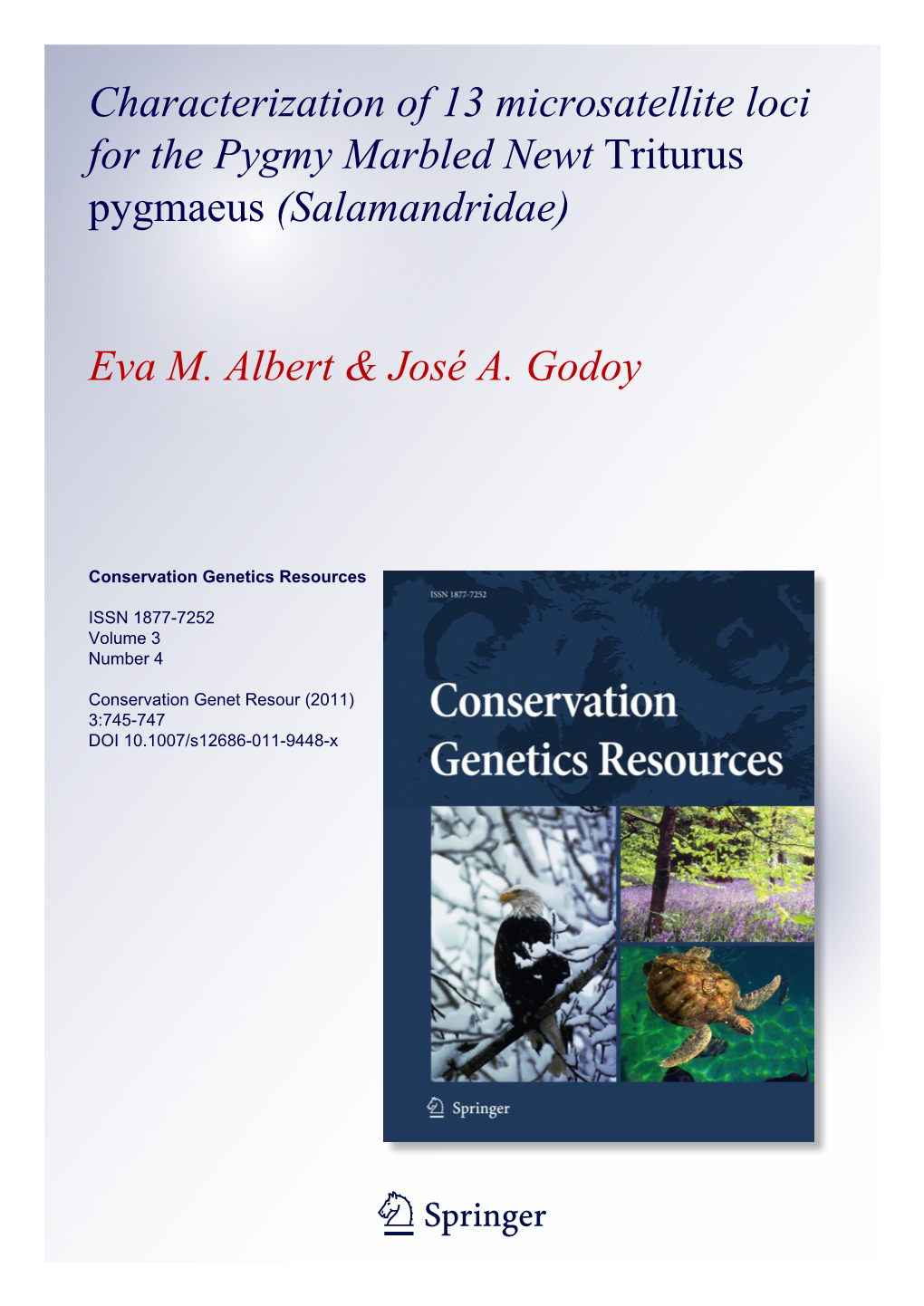 Characterization of 13 Microsatellite Loci for the Pygmy Marbled Newt Triturus Pygmaeus (Salamandridae)