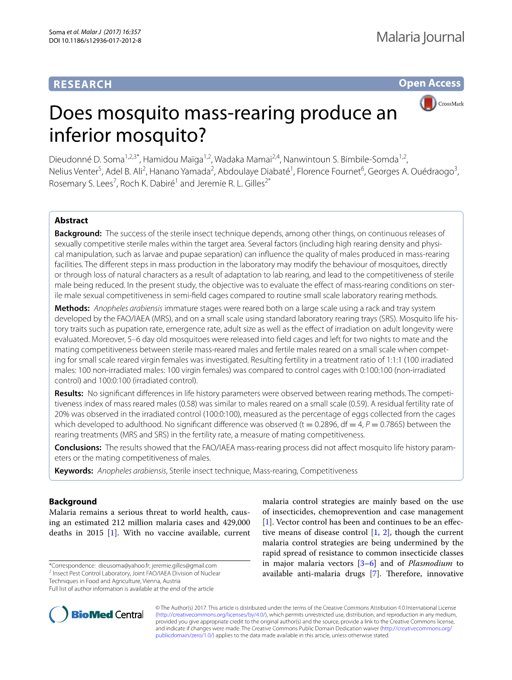 Does Mosquito Mass-Rearing Produce an Inferior Mosquito?