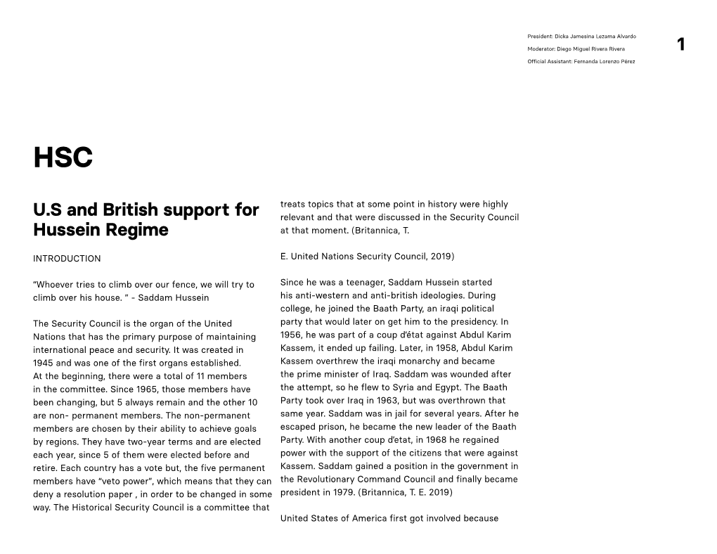 1 U.S and British Support for Hussein Regime