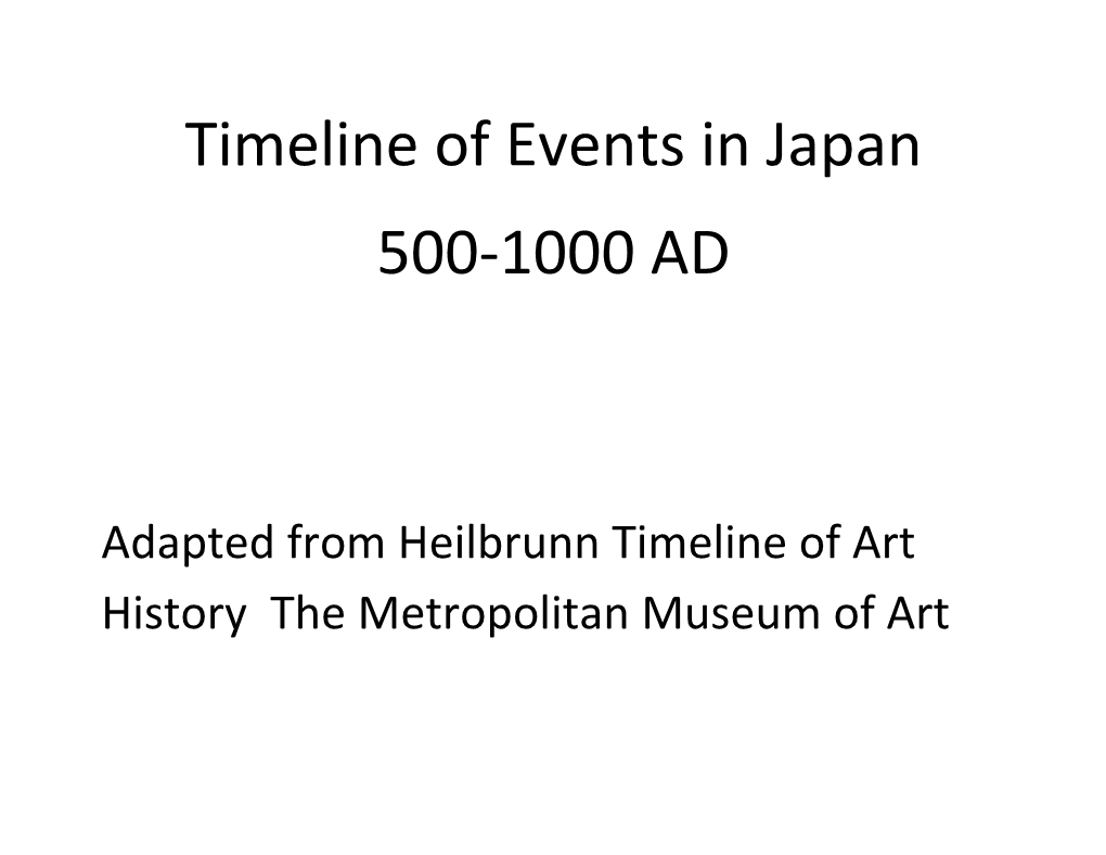 Timeline of Events in Japan 500-1000 AD