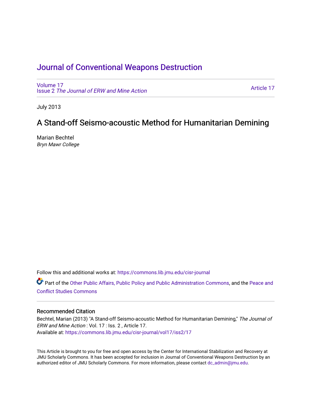 A Stand-Off Seismo-Acoustic Method for Humanitarian Demining