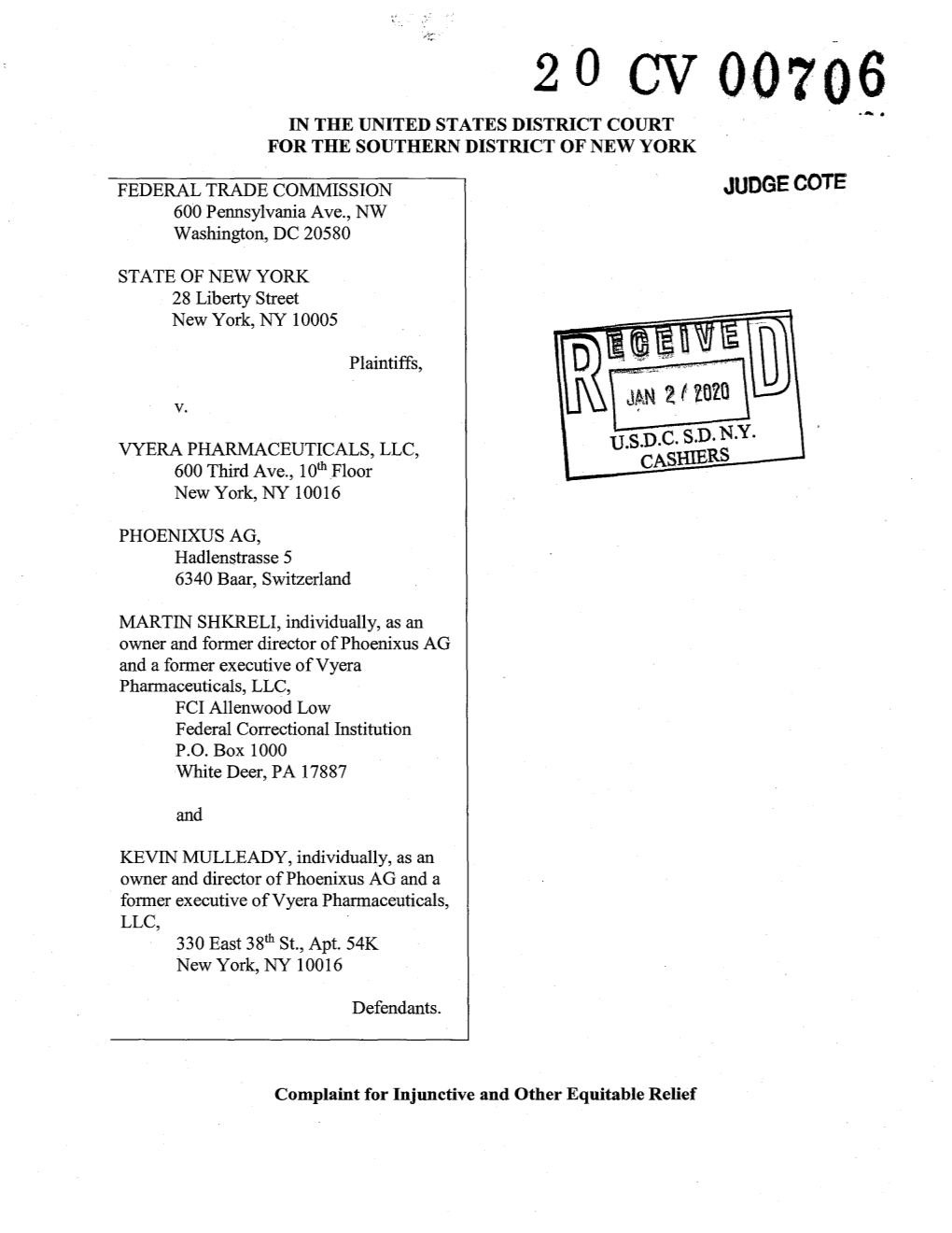 2 0 Cv 00706 in the United States District Court ·