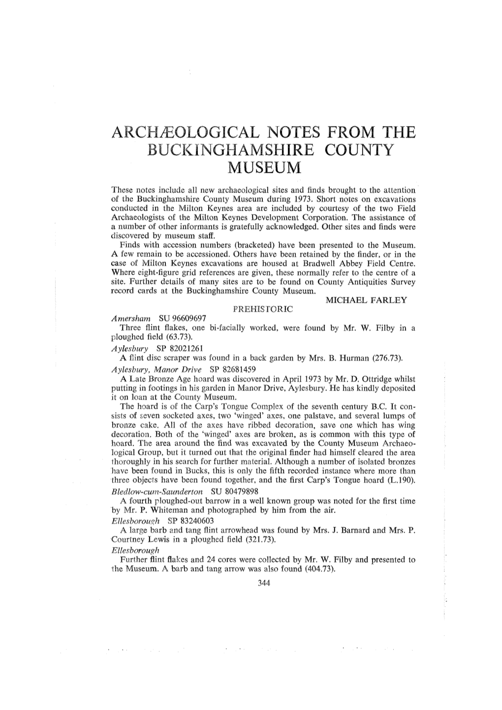 Archaeological Notes from Bucks County Museum, the Museum