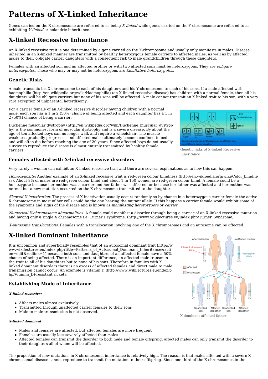 Patterns of X-Linked Inheritance