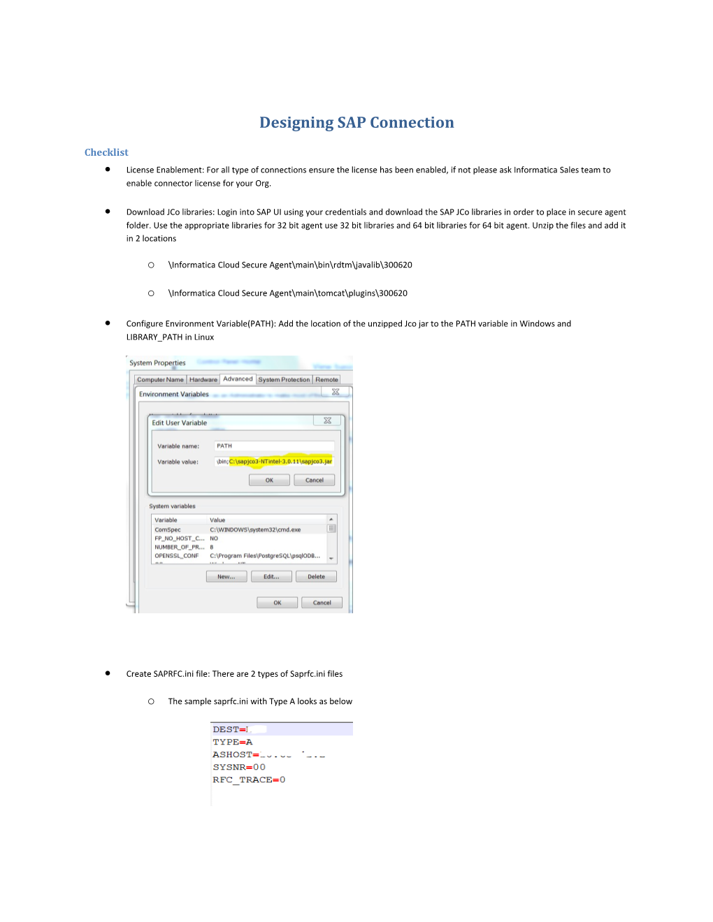 Designing SAP Connection