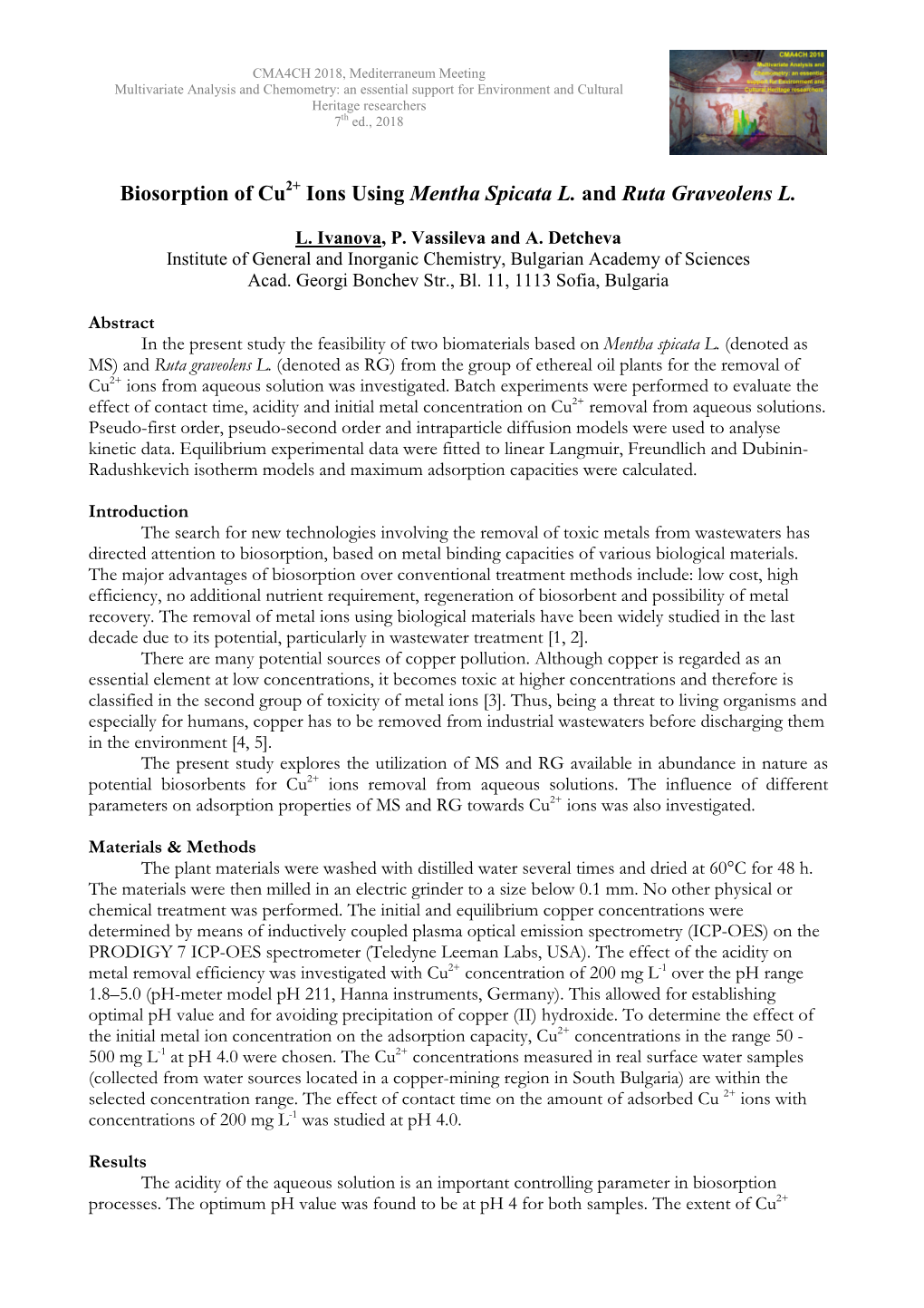 Biosorption of Cu2+ Ions Using Mentha Spicata L. and Ruta