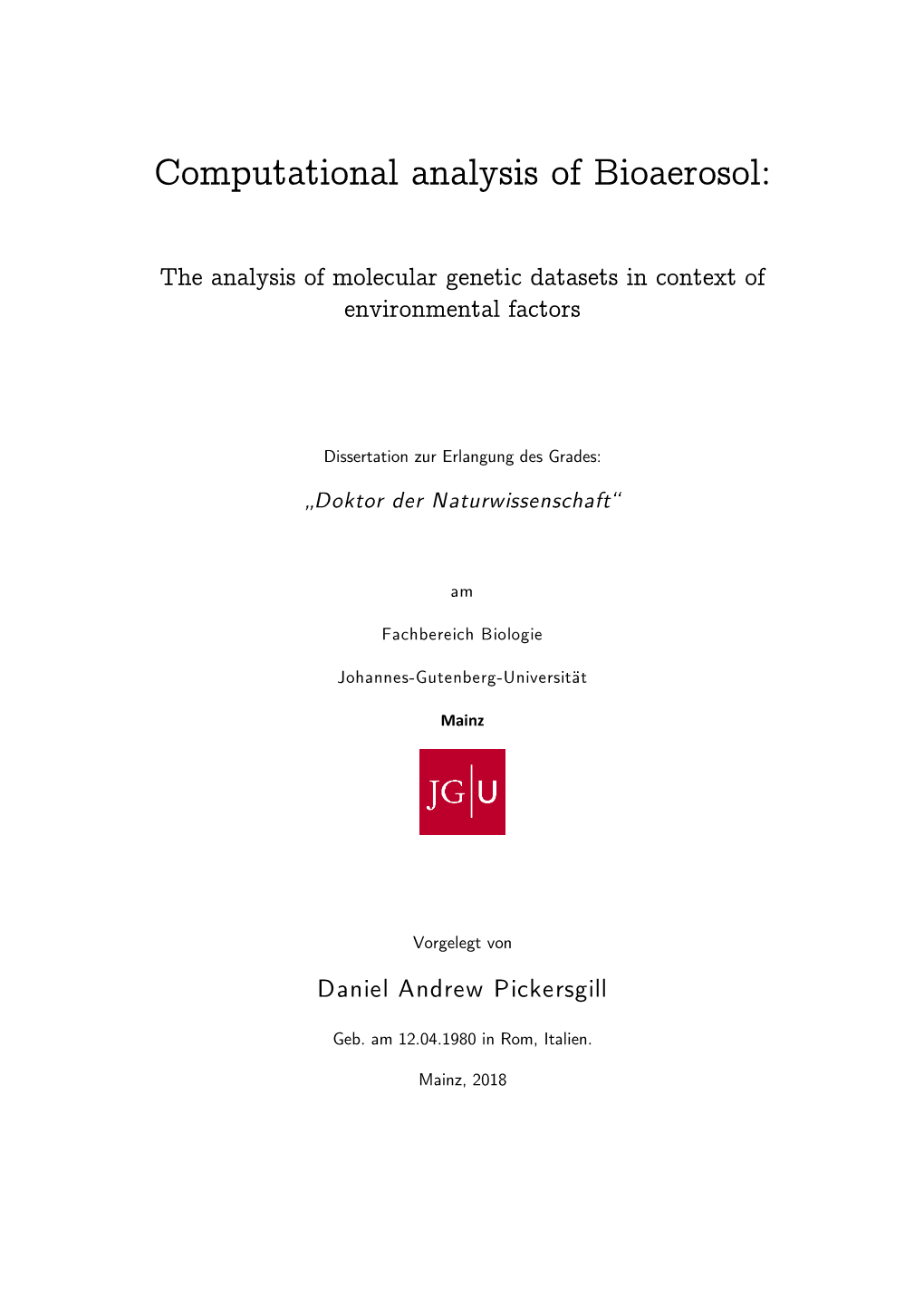 Computational Analysis of Bioaerosol