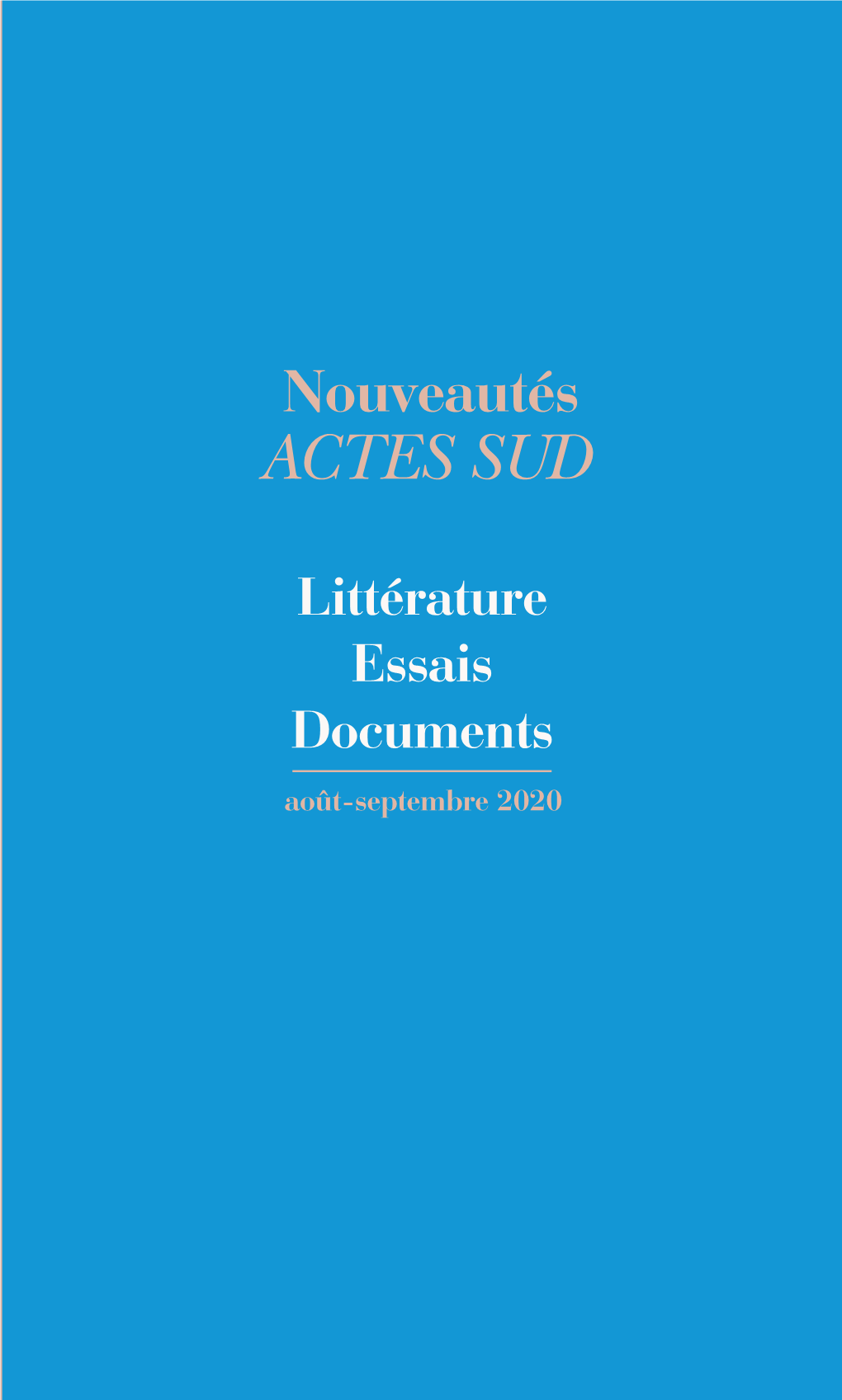 Littérature, Essais Et Documents | Août