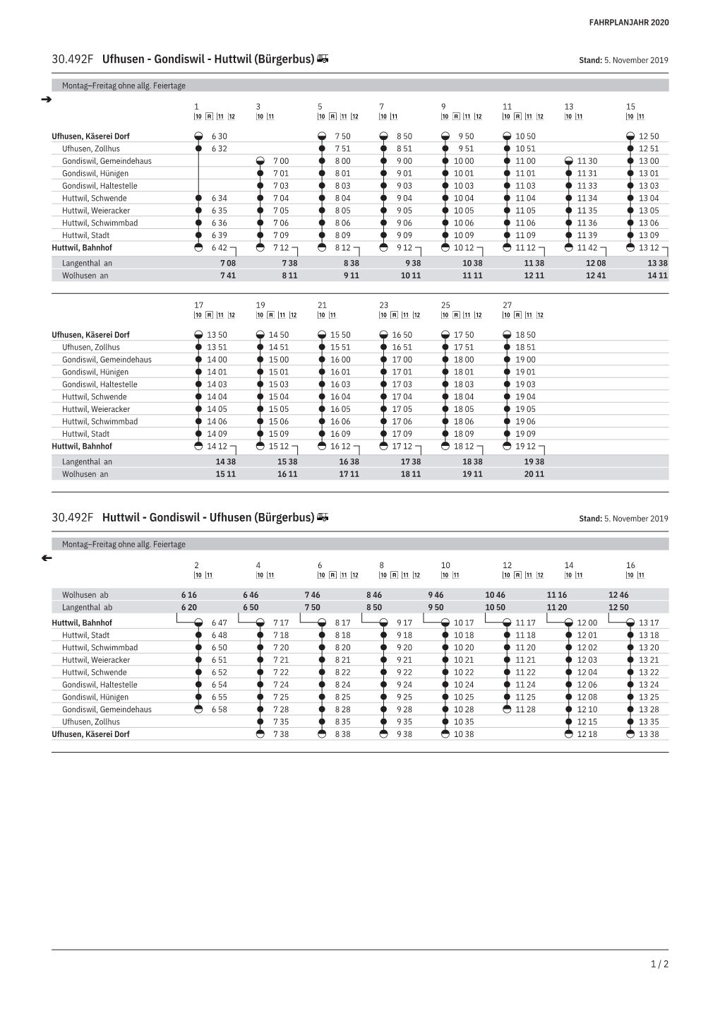 30.492F Ufhusen - Gondiswil - Huttwil (Bürgerbus) Stand: 5