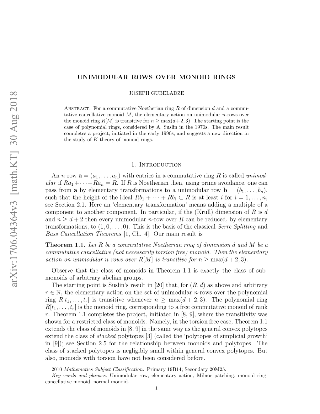 Arxiv:1706.04364V3 [Math.KT] 30 Aug 2018 and Opnn Oaohrcmoet Npriua,I H Kul Dime (Krull) the If Particular, Adding in Means Transformation’ Component