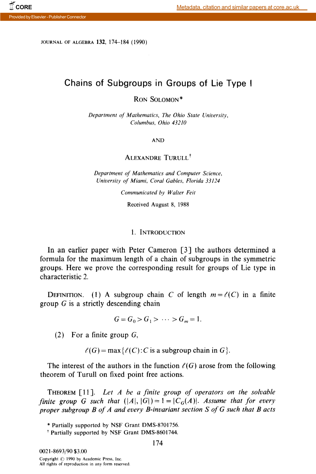 Chains of Subgroups in Groups of Lie Type I