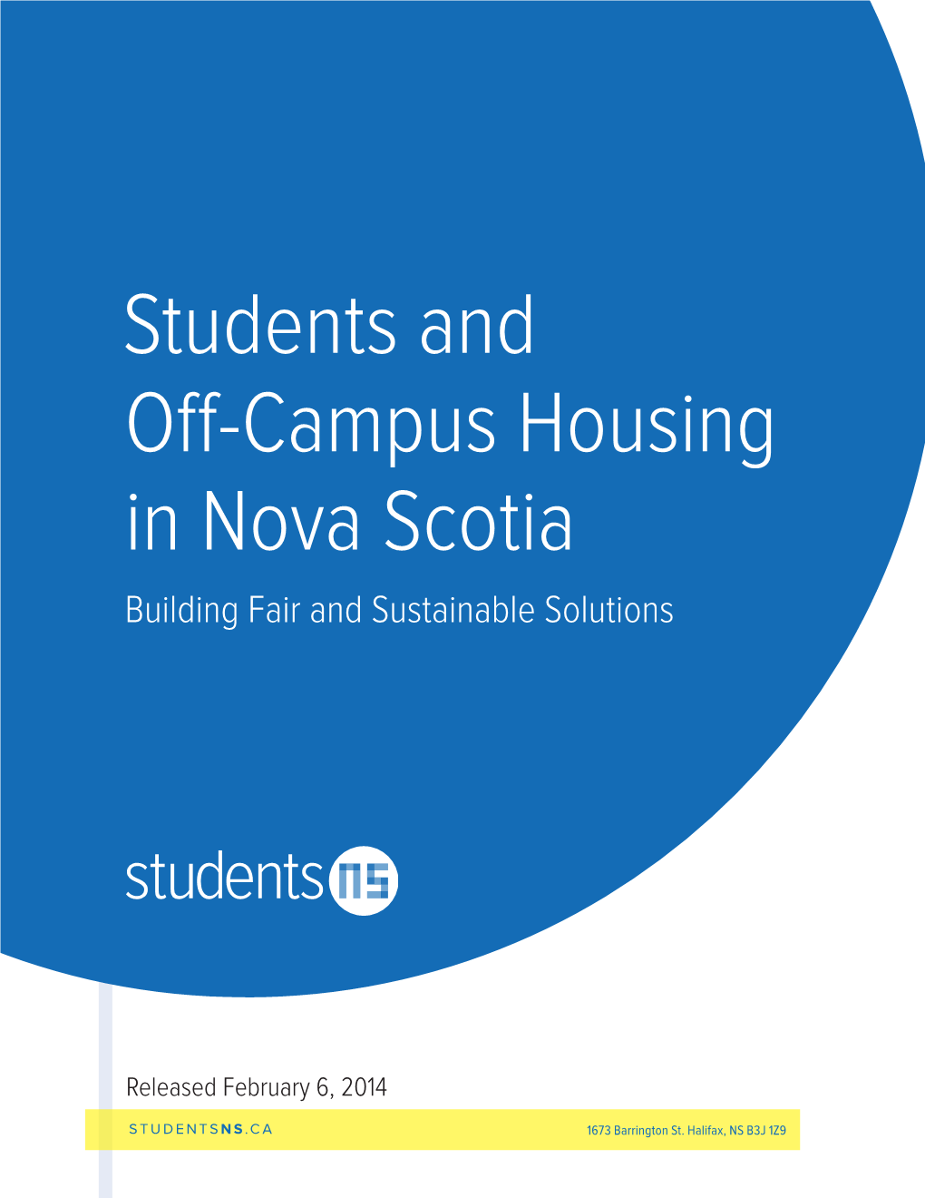 Students and Off-Campus Housing in Nova Scotia Building Fair and Sustainable Solutions