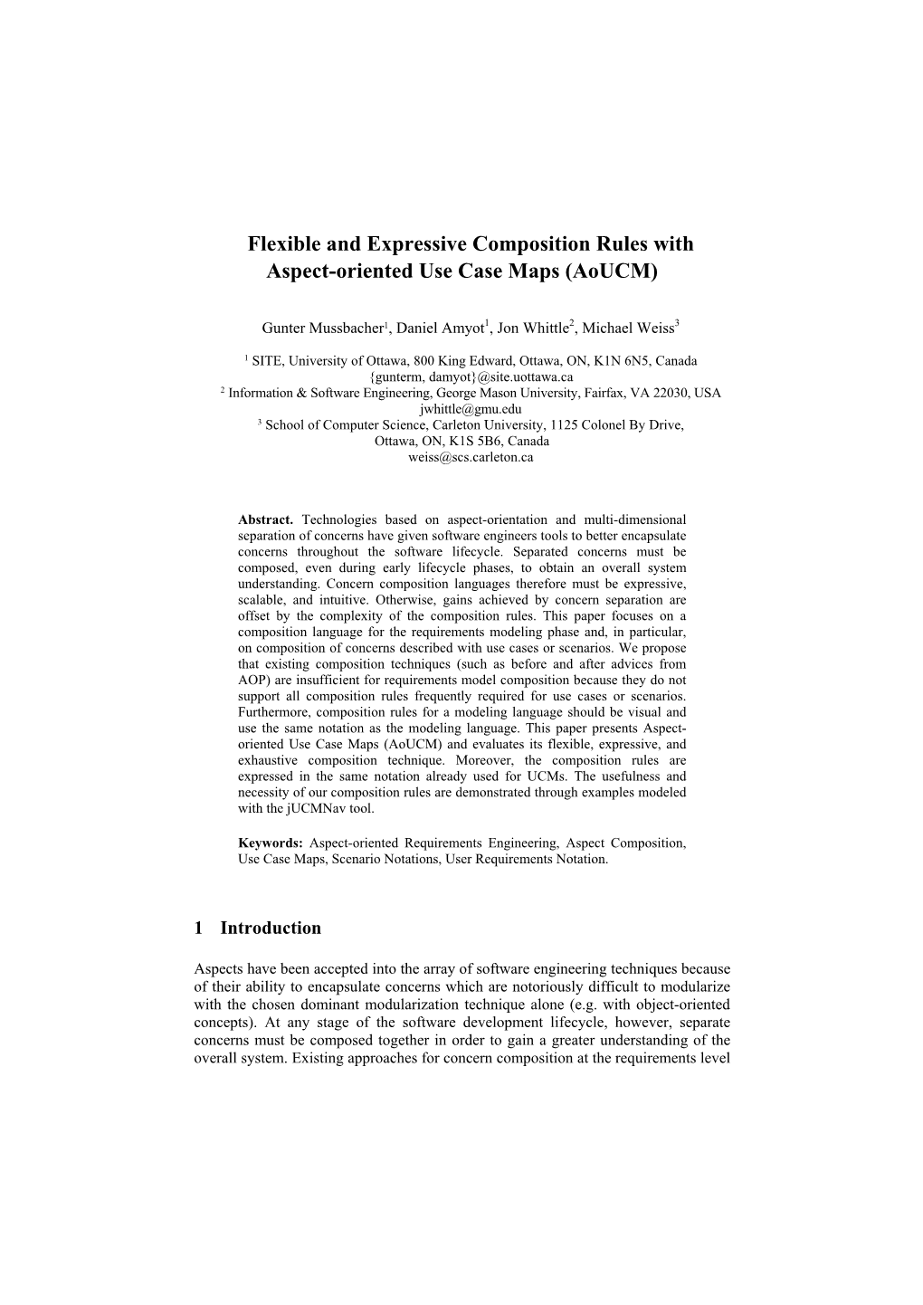 Flexible and Expressive Composition Rules with Aspect-Oriented Use Case Maps (Aoucm)