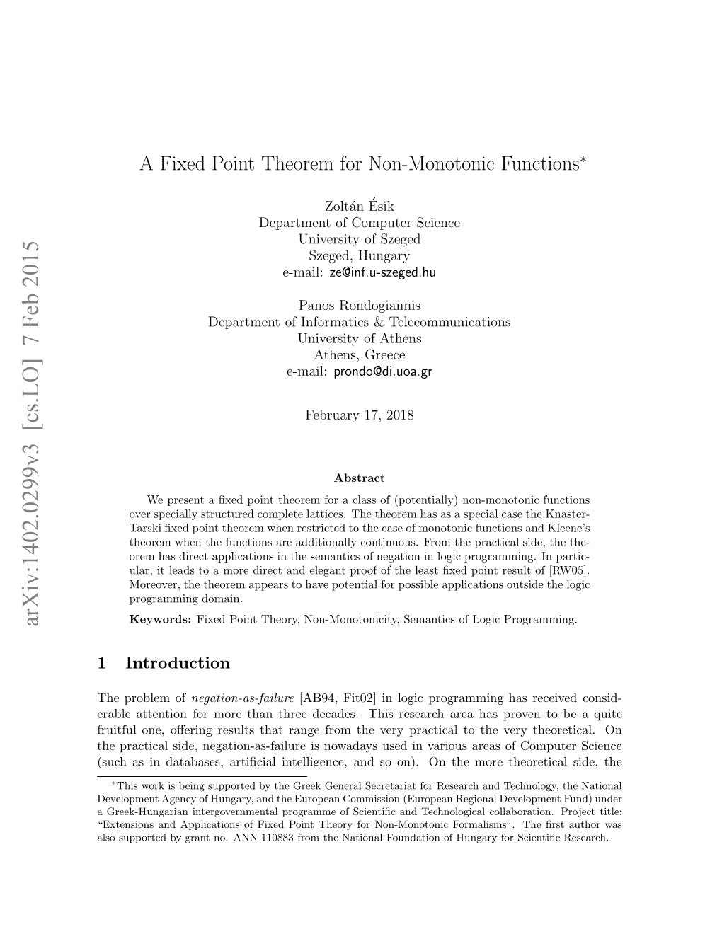 A Fixed Point Theorem for Non-Monotonic Functions