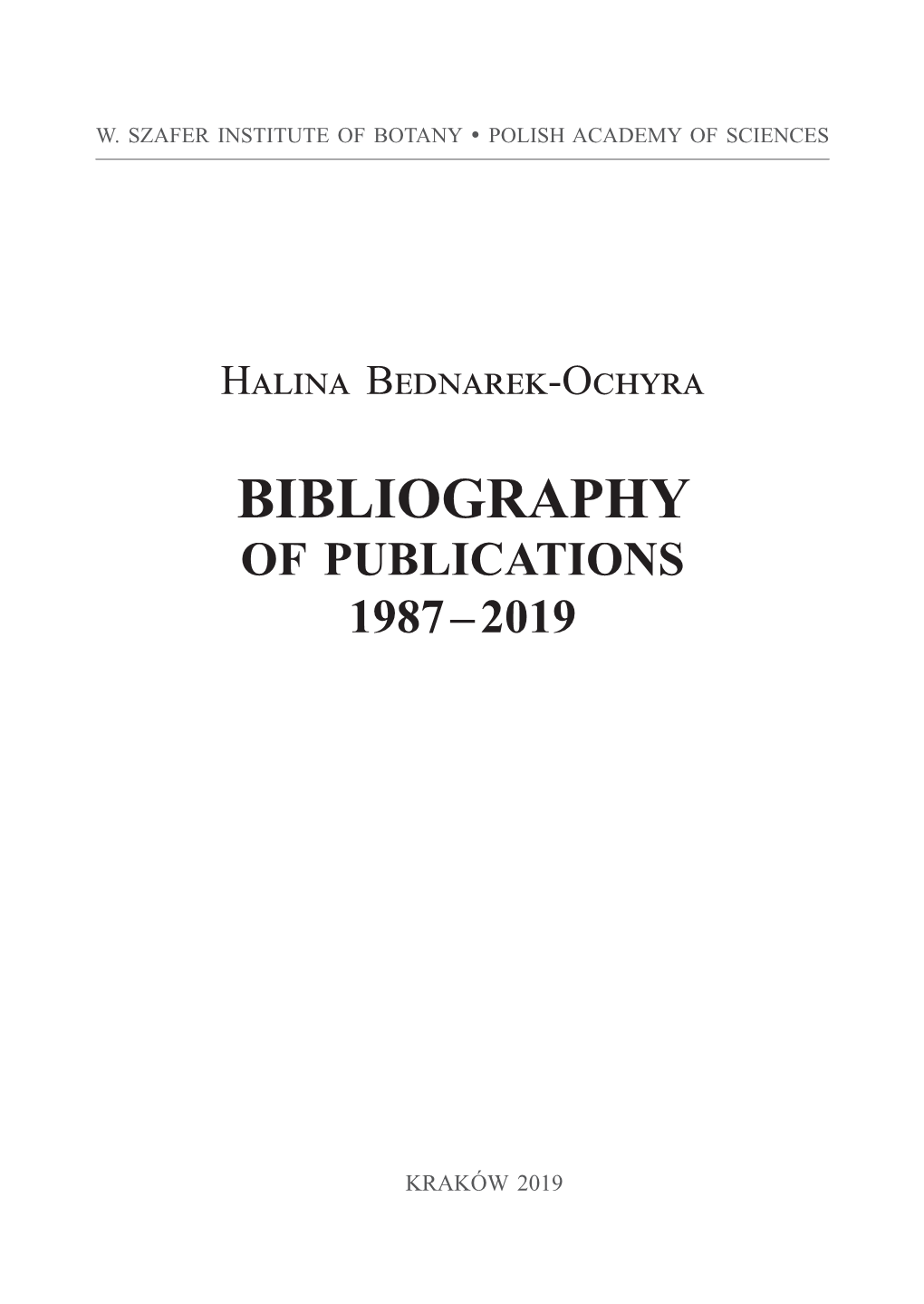 Bednarek-Ochyra Bibliography