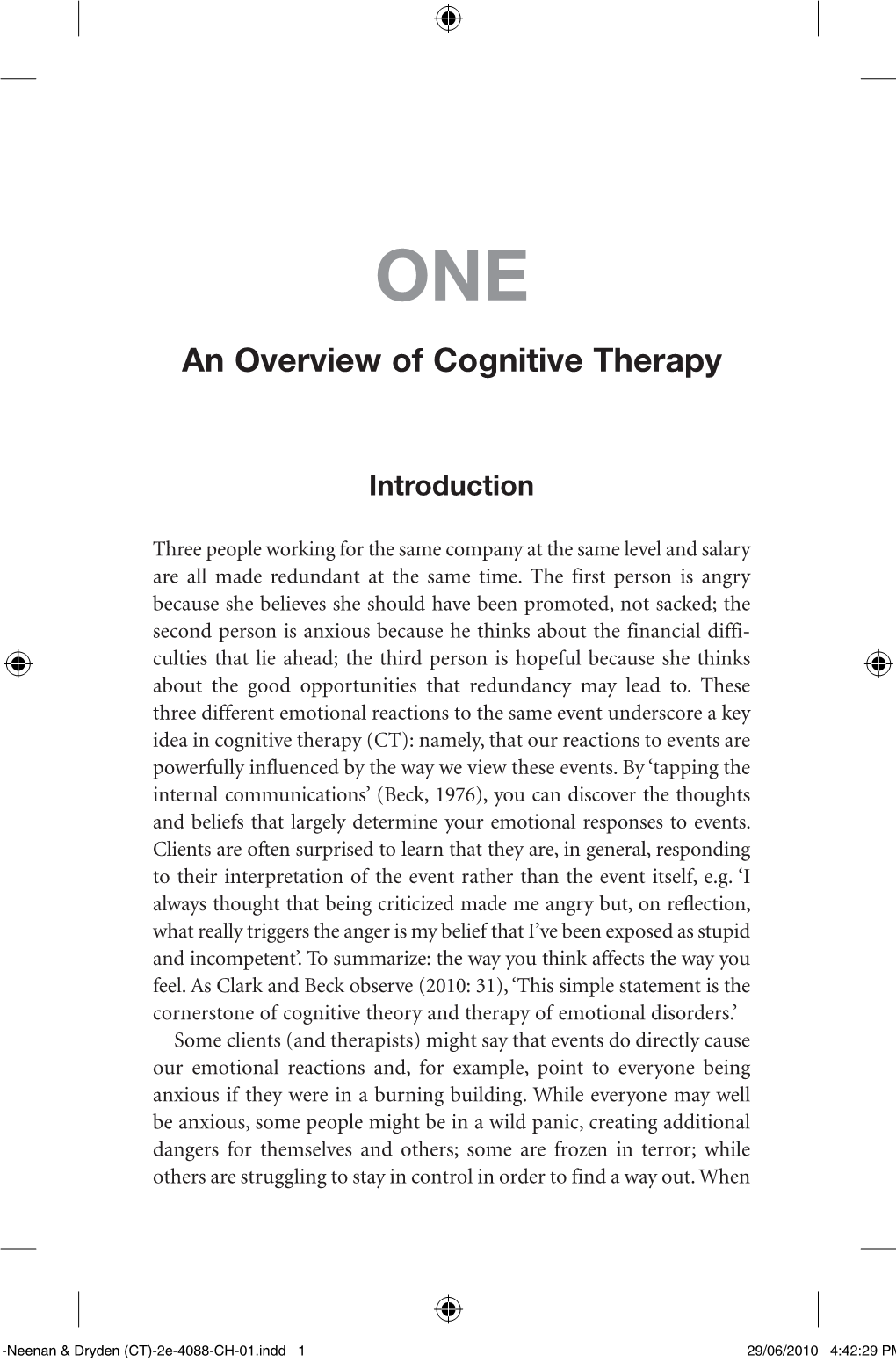 An Overview of Cognitive Therapy