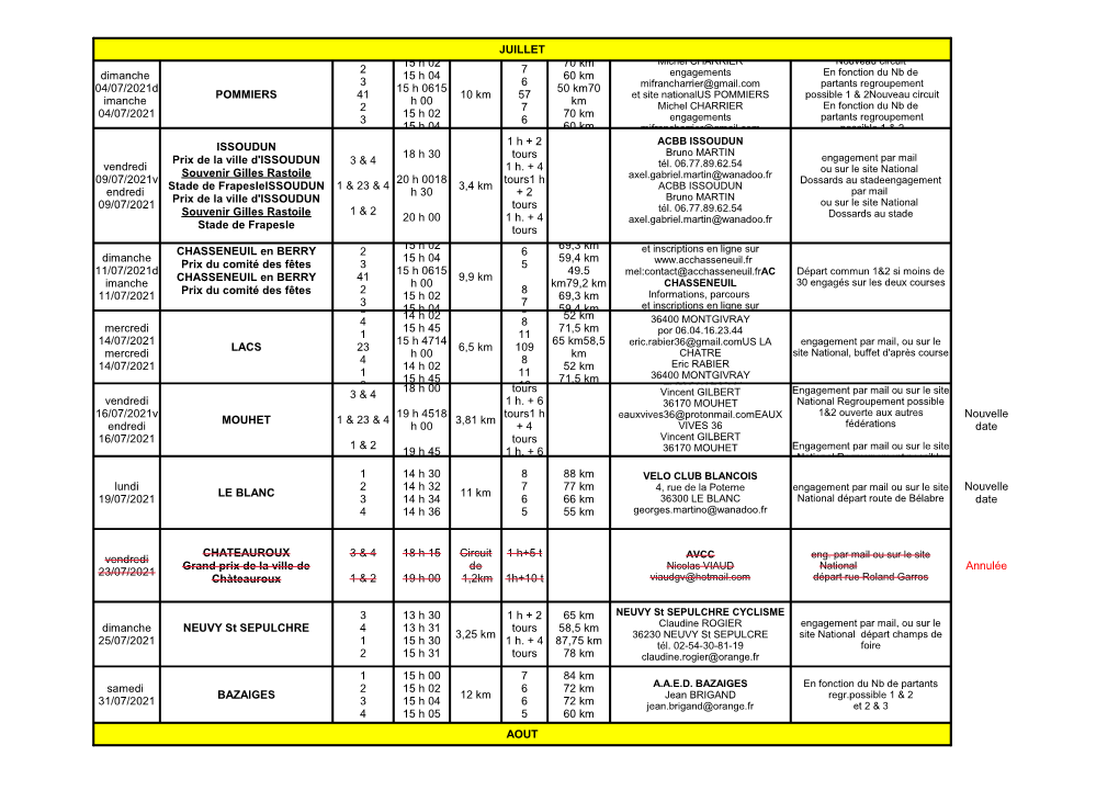 Calendrier Juillet À Octobre (Mise À Jour Du 20/07/21) (73.42