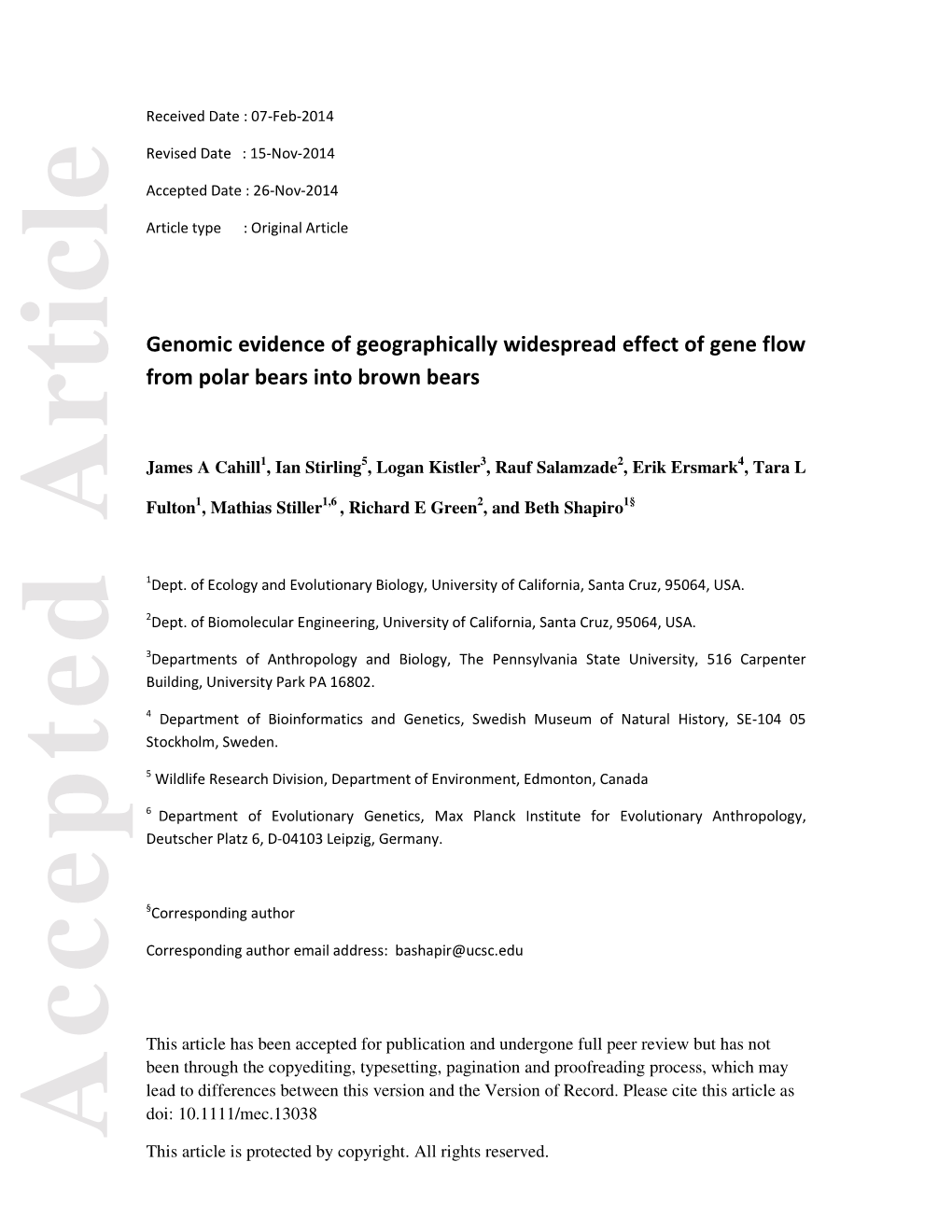 Genomic Evidence of Geographically Widespread Effect of Gene Flow From