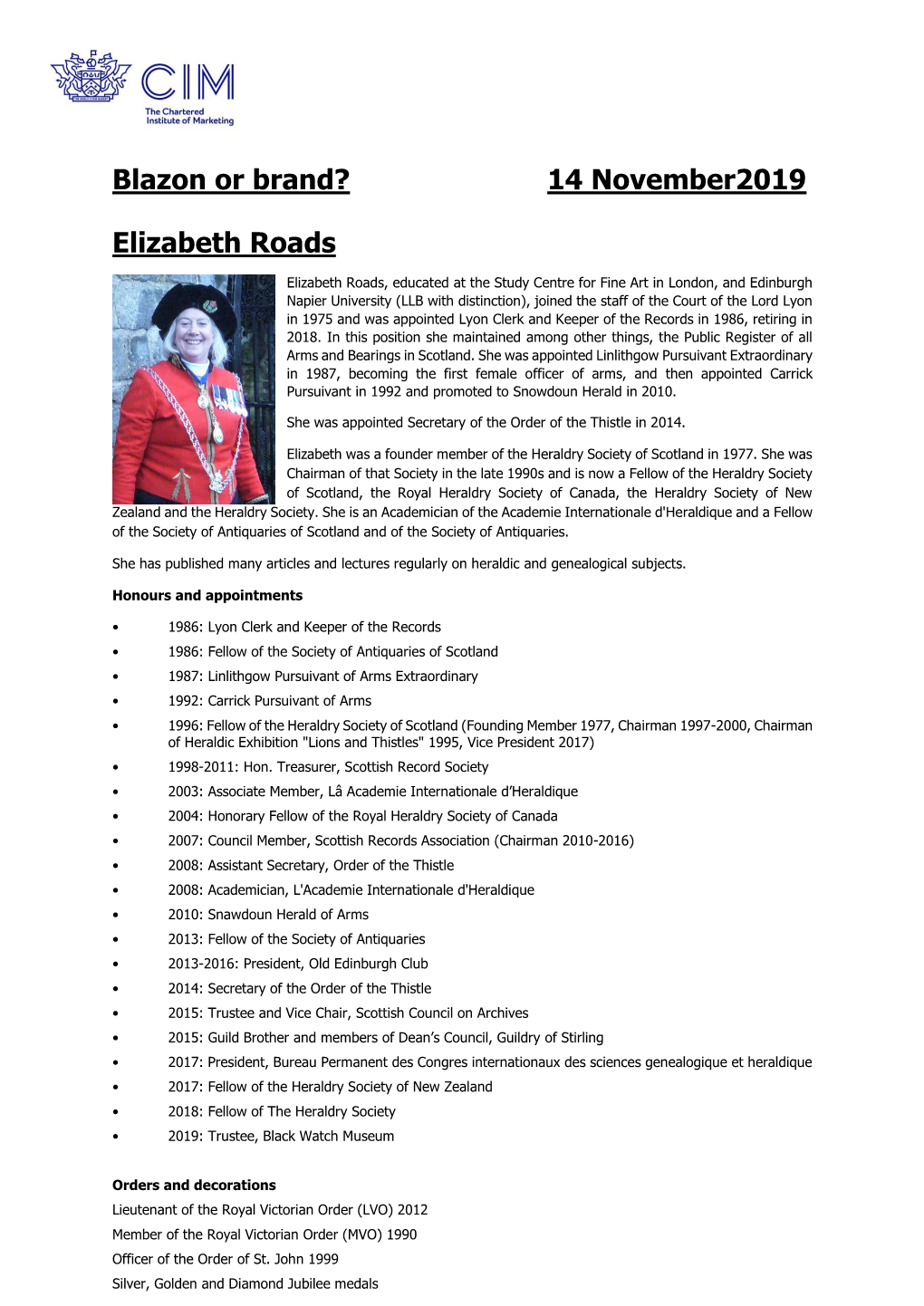 14 November2019 Elizabeth Roads
