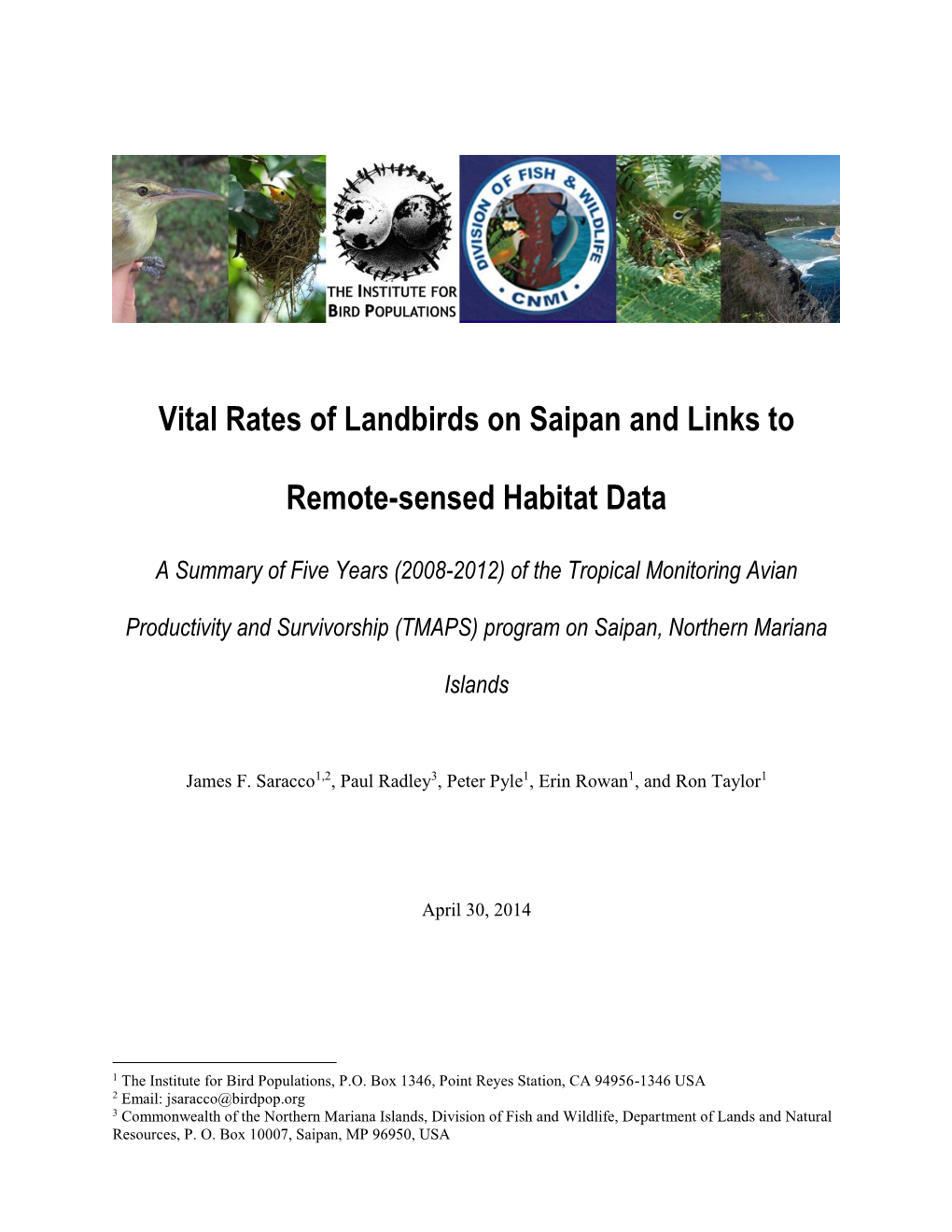 Landbird Vital Rates on Saipan