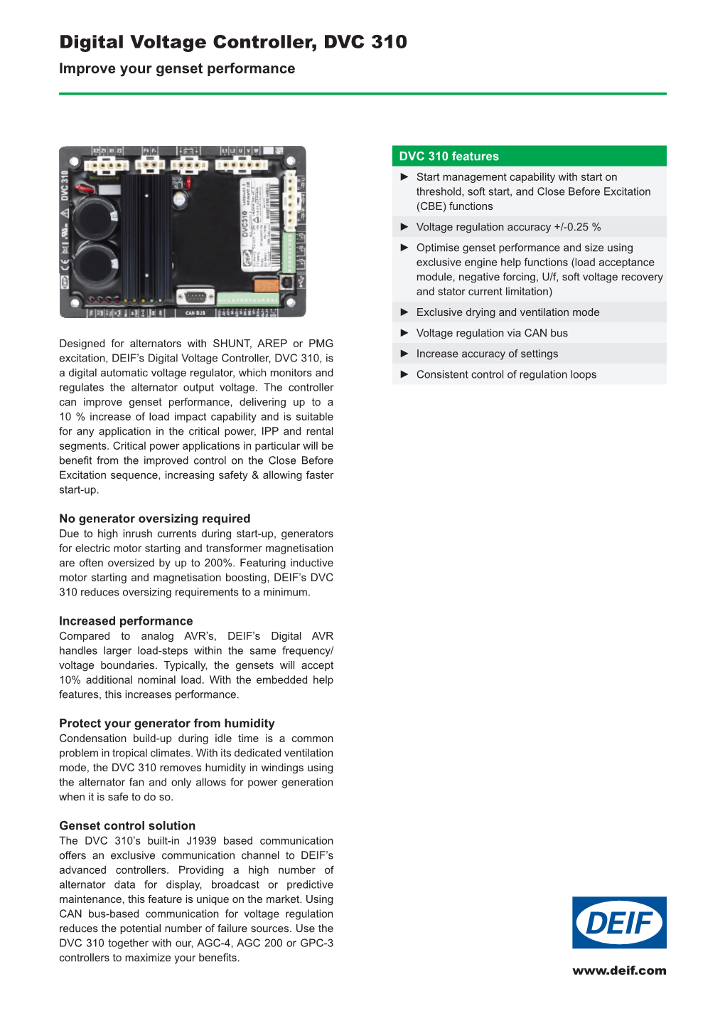 Digital Voltage Controller, DVC 310 Improve Your Genset Performance