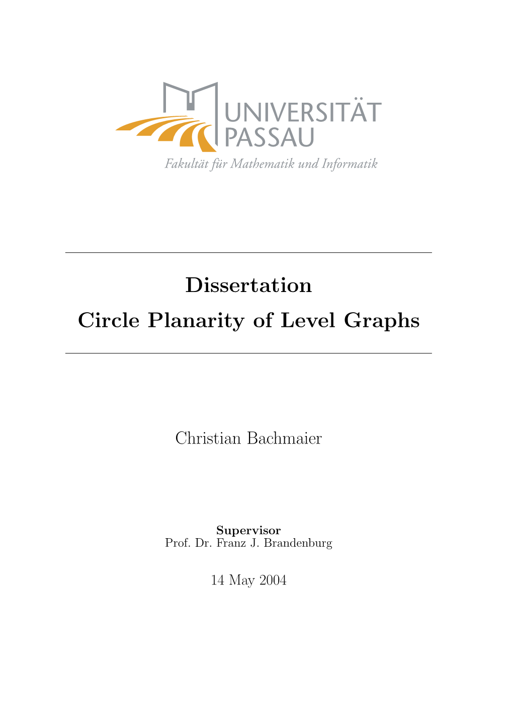 Dissertation Circle Planarity of Level Graphs