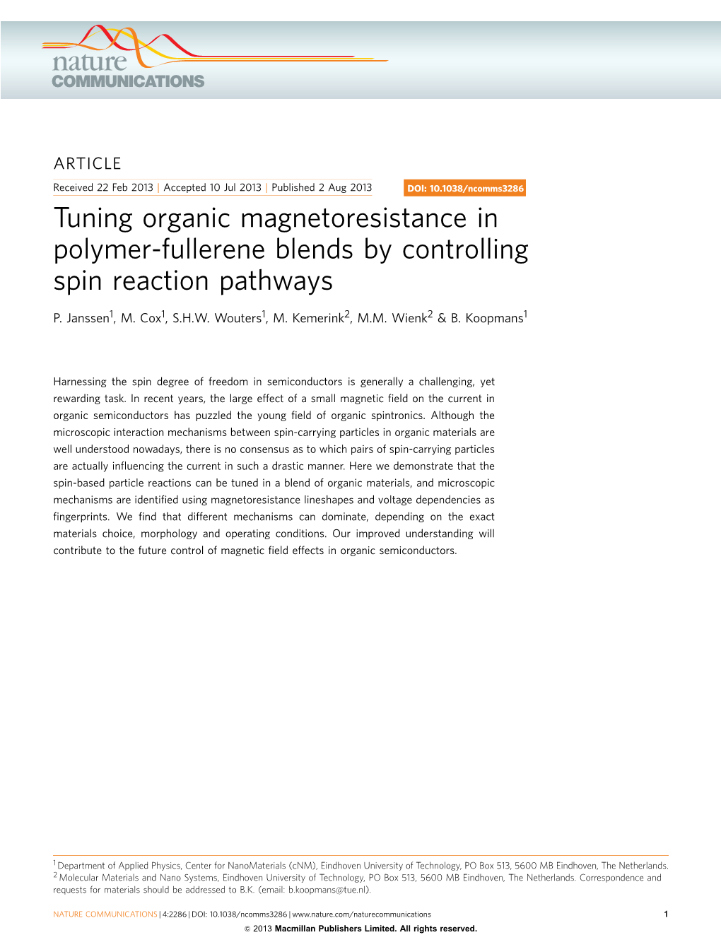 Tuning Organic Magnetoresistance in Polymer-Fullerene Blends by Controlling Spin Reaction Pathways