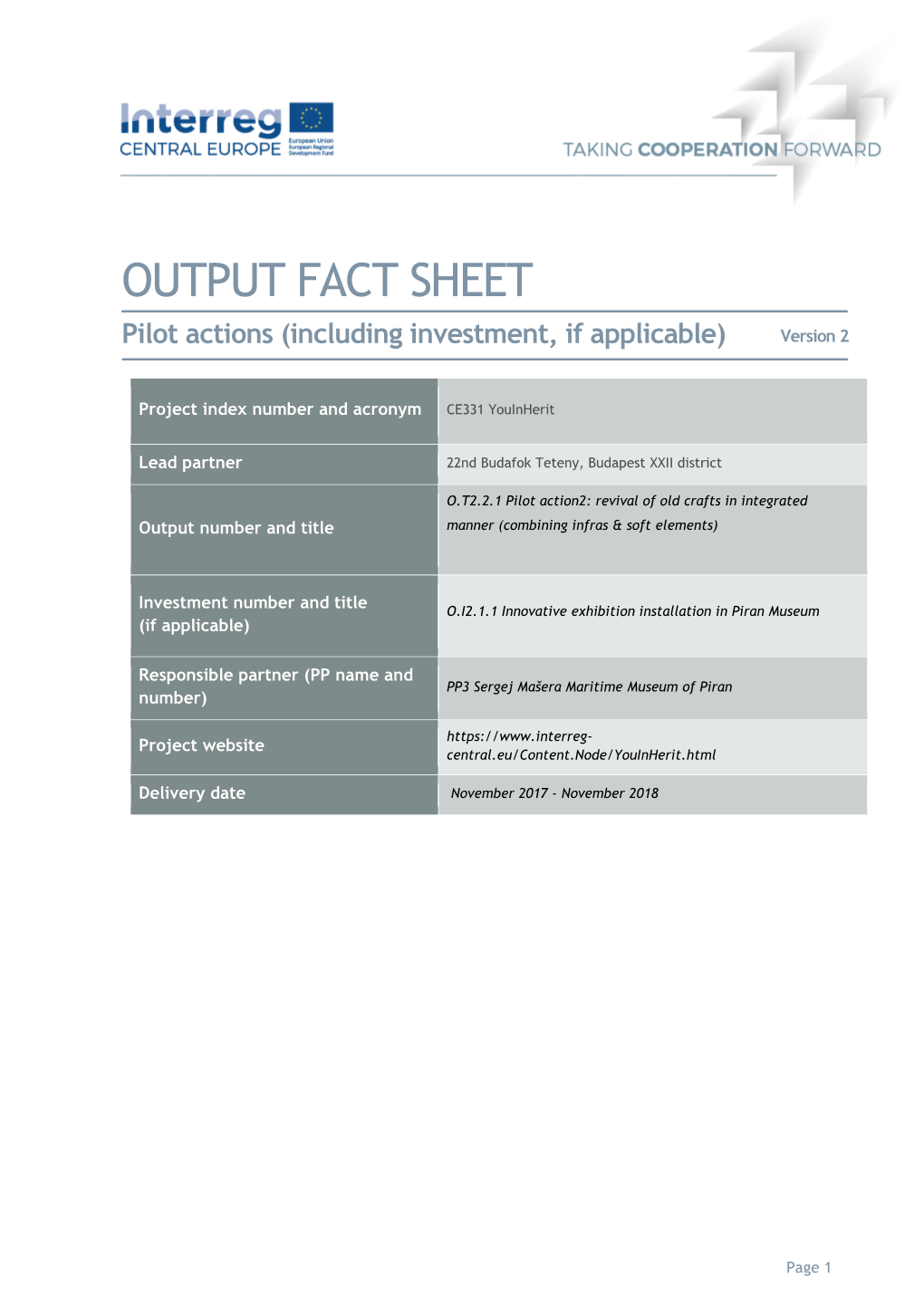 Interreg CE Outputs