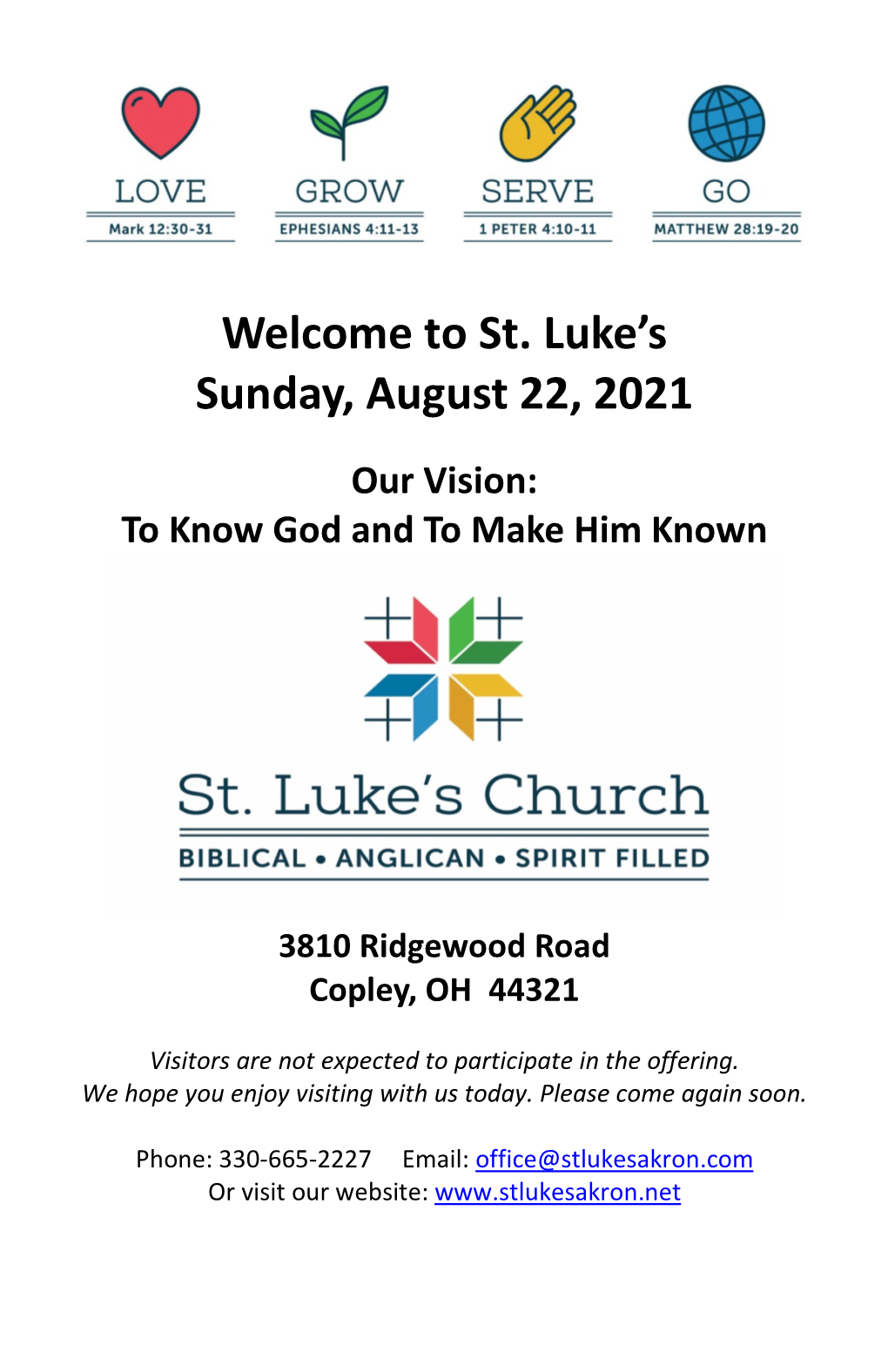 St. Luke's Sunday, August 22, 2021