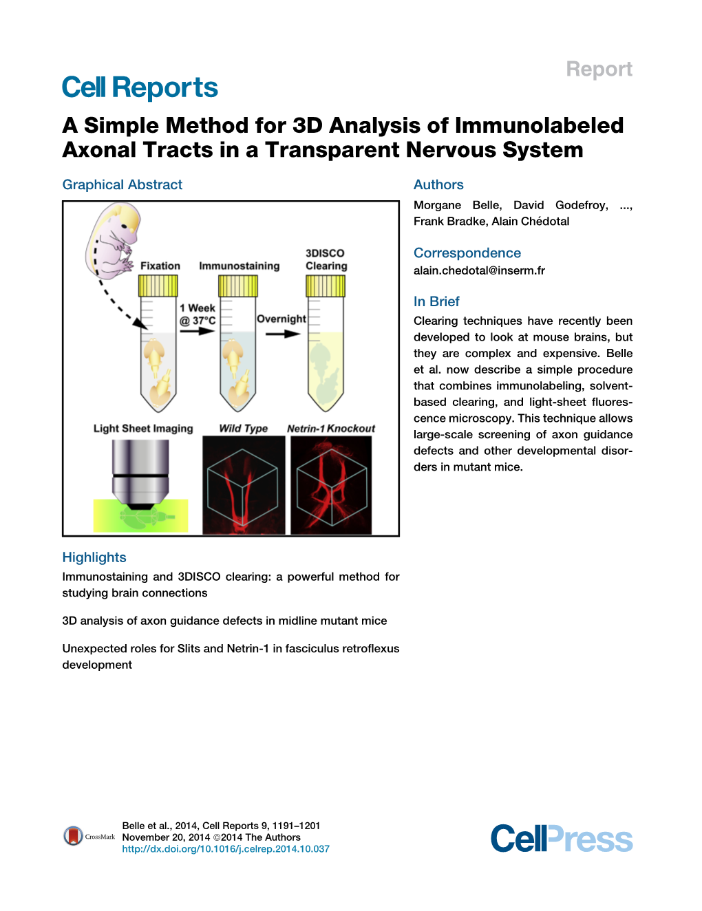 A Simple Method for 3D Analysis of Immunolabeled Axonal Tracts in a Transparent Nervous System