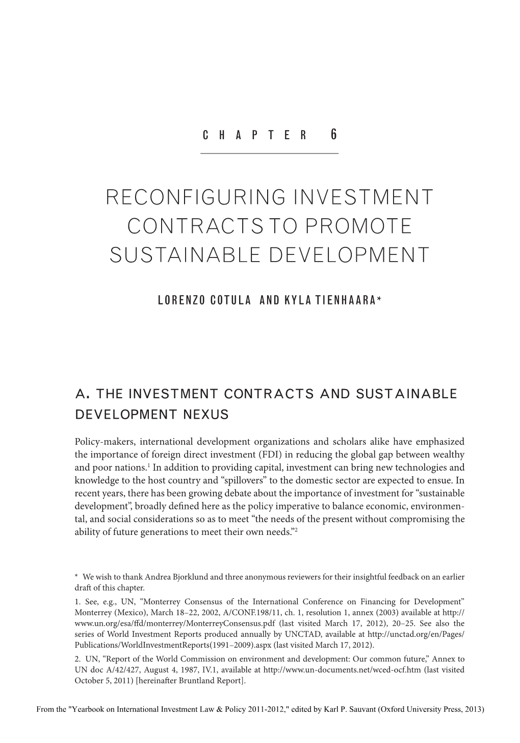 Reconfiguring Investment Contracts to Promote Sustainable Development