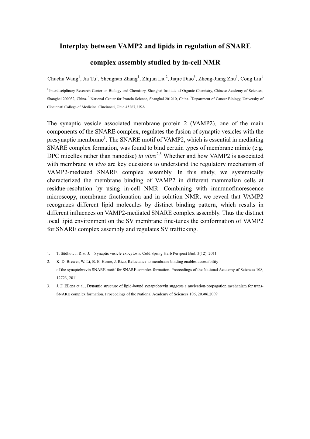 Interplay Between VAMP2 and Lipids in Regulation of SNARE Complex