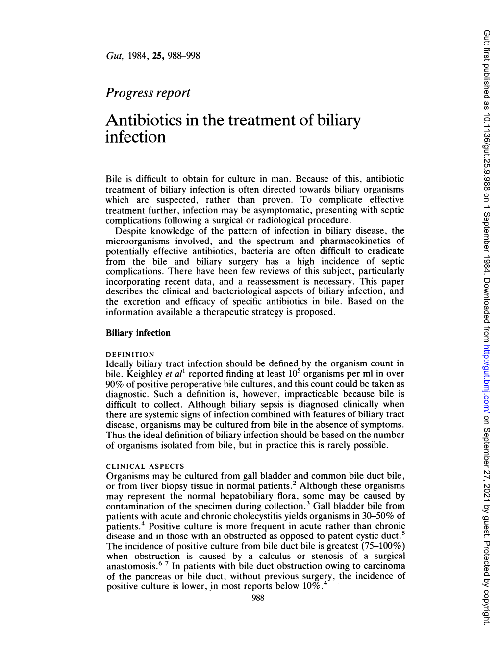 Antibiotics in the Treatment of Biliary Infection