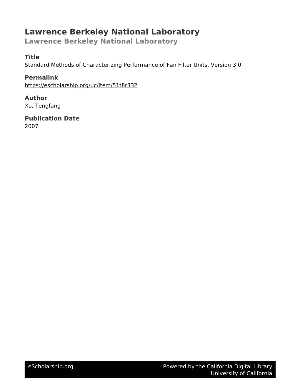 Standard Methods for Characterizing FFU Energy Performance