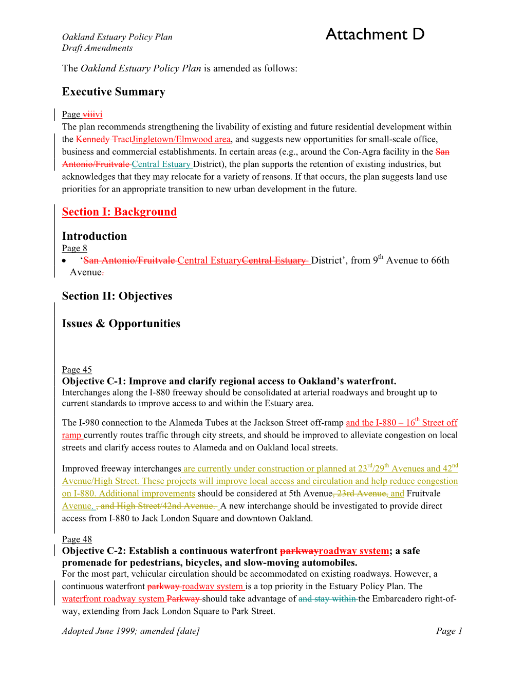 The Oakland Estuary Policy Plan Is Amended As Follows