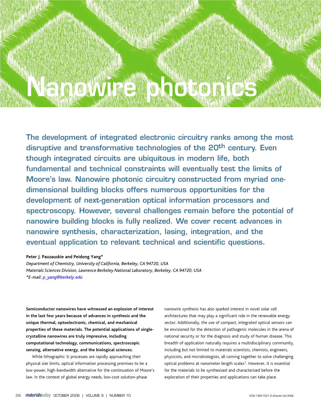 Nanowire Photonics