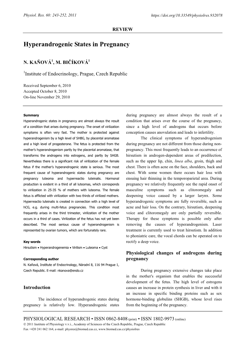 Hyperandrogenic States in Pregnancy