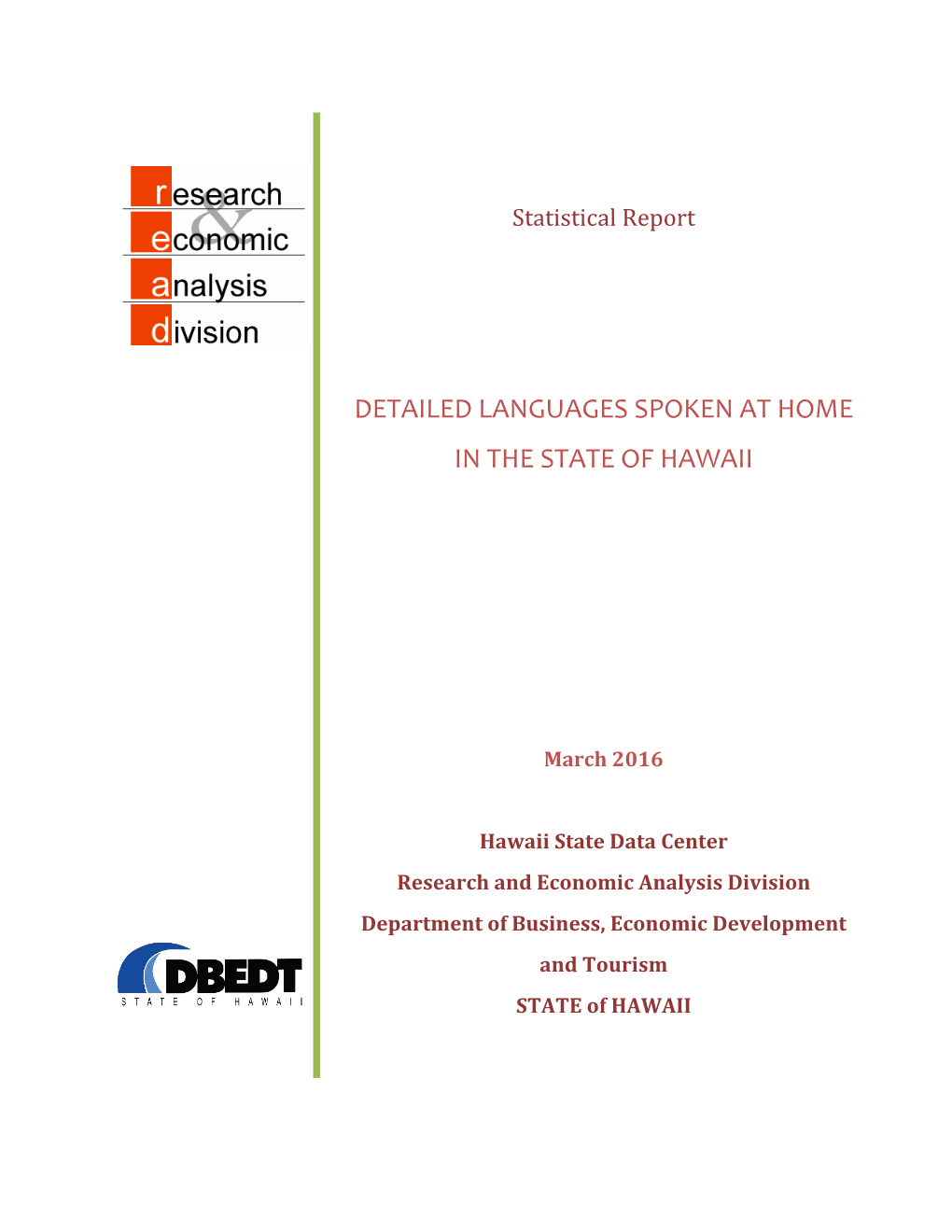 Detailed Languages Spoken at Home in the State of Hawaii