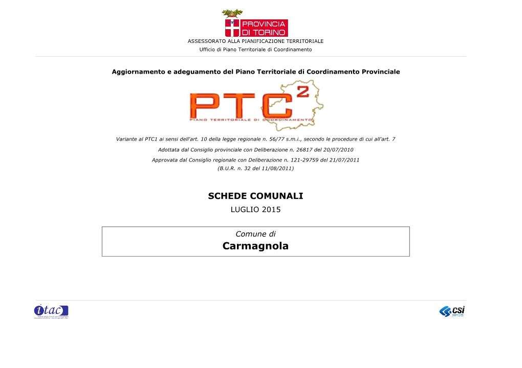 Carmagnola Comune Di Carmagnola Schede Comunali PTC2