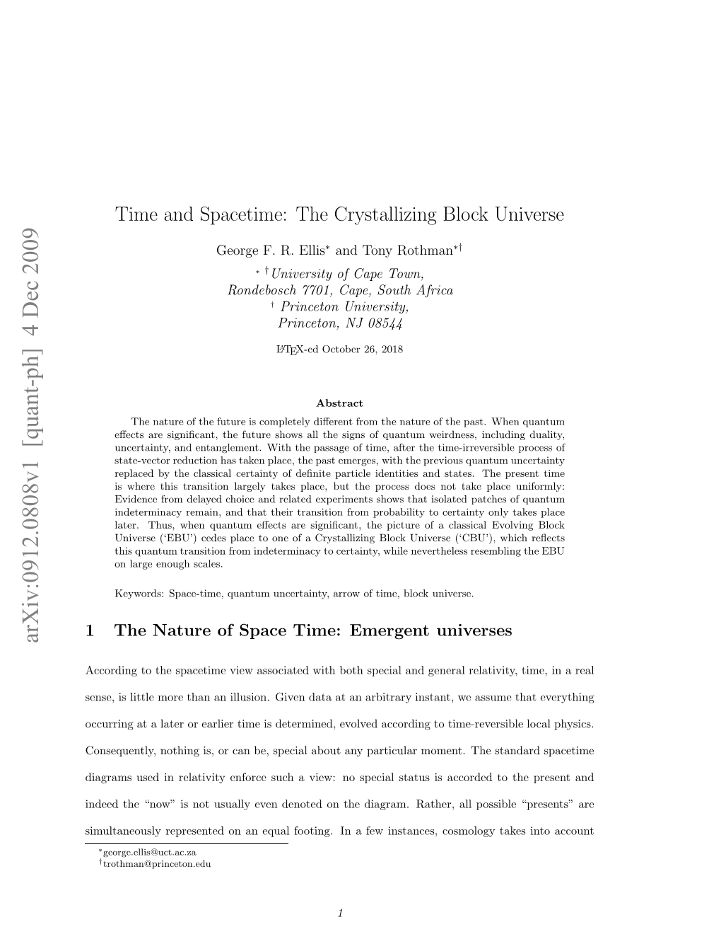 Time and Spacetime: the Crystallizing Block Universe