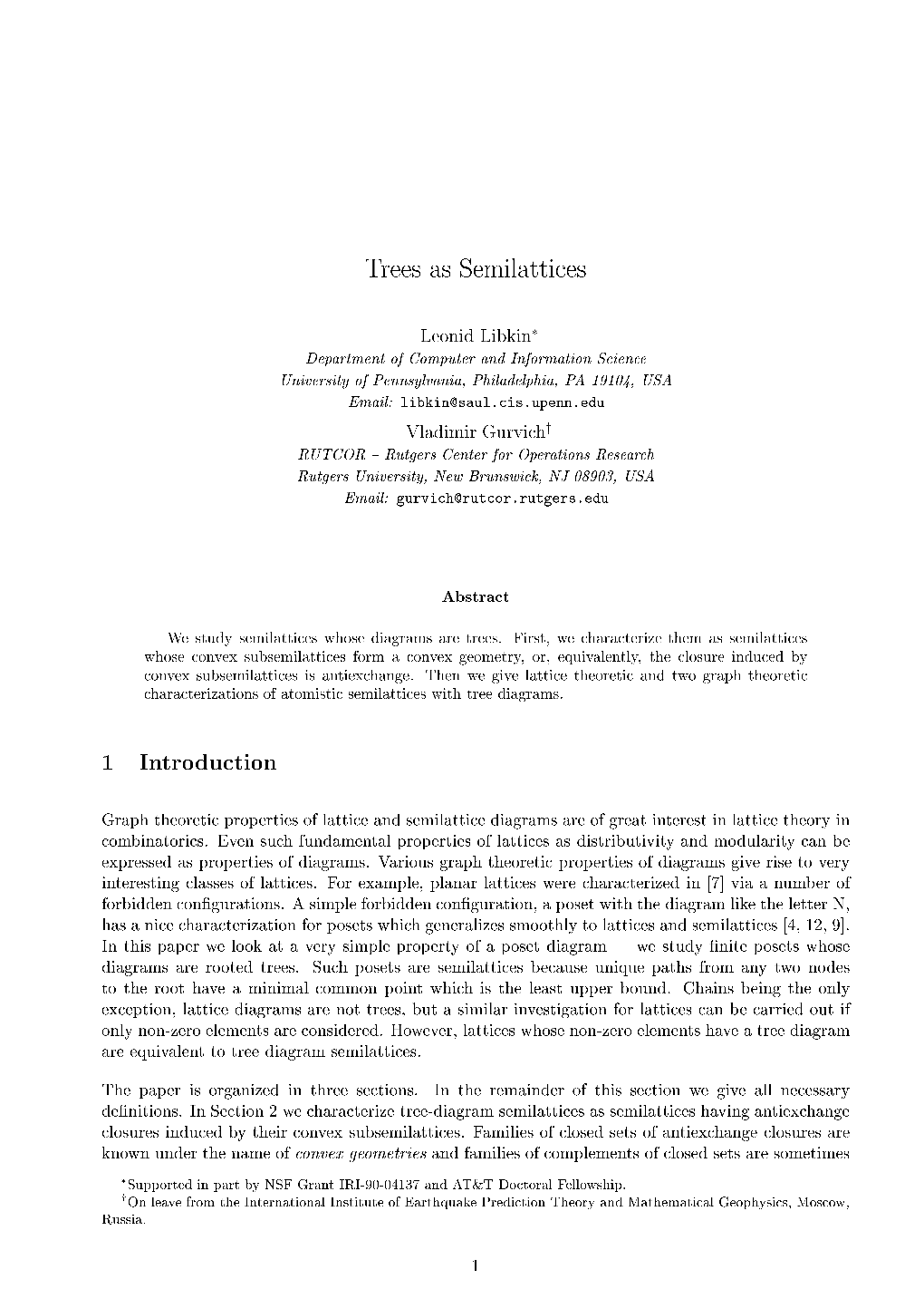 Trees As Semilattices 1 Introduction