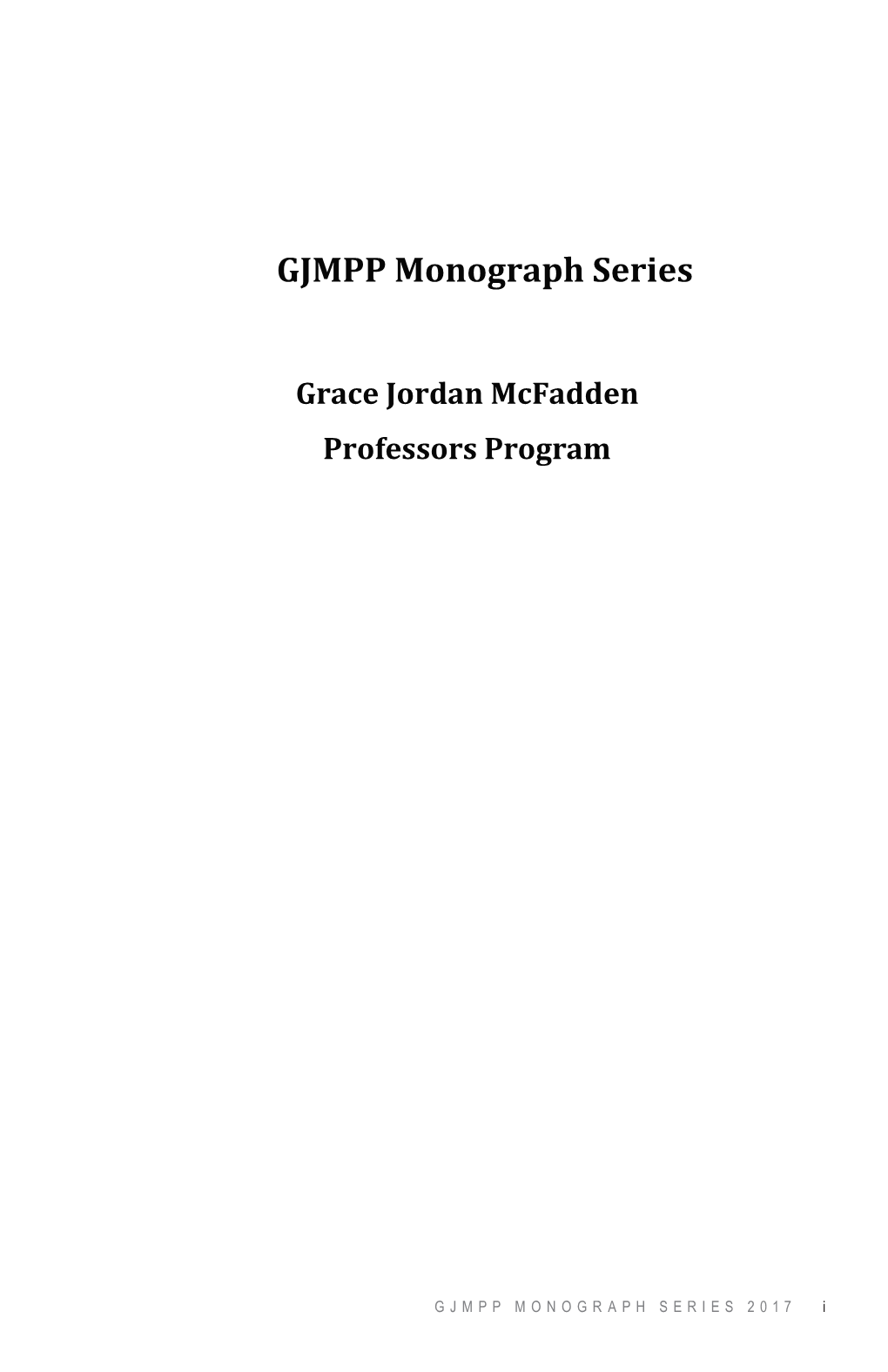 GJMPP Monograph Series