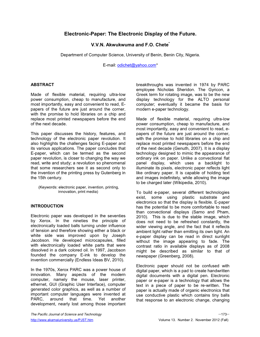 Electronic-Paper: the Electronic Display of the Future