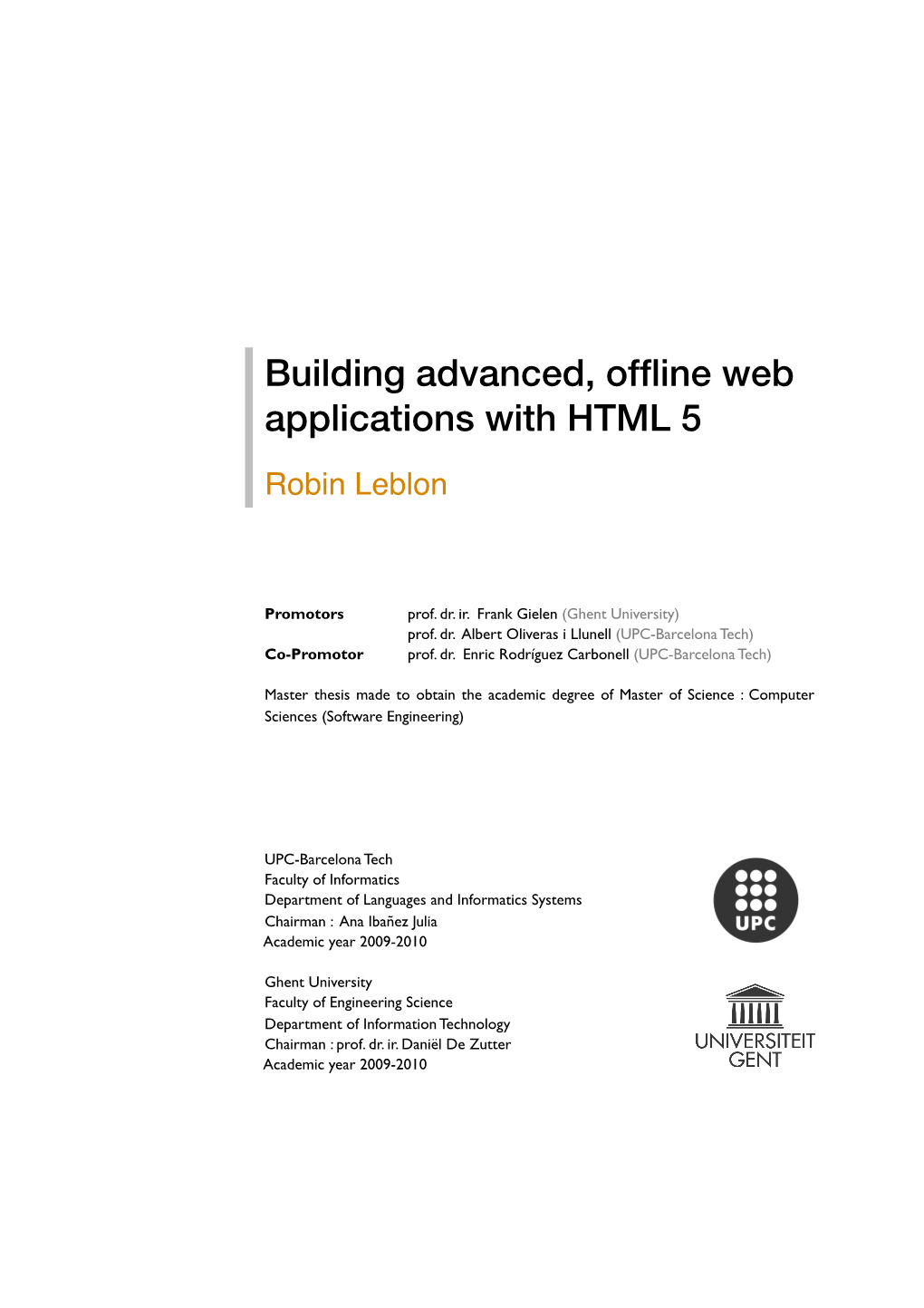 Building Advanced, Offline Web Applications with HTML 5