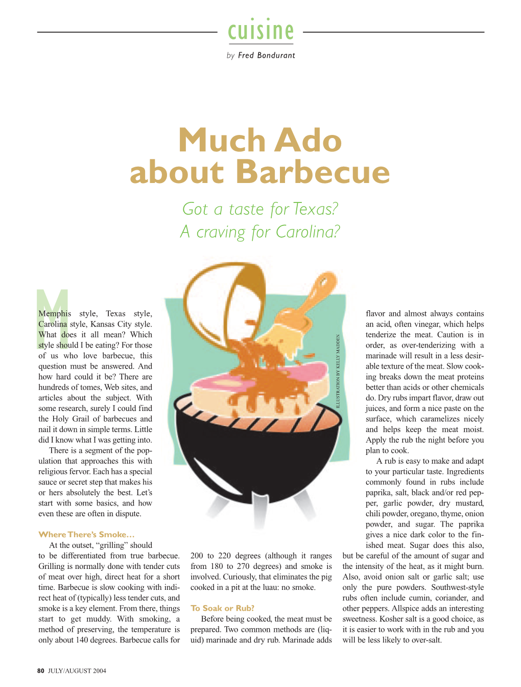 Much Ado About Barbecue Got a Taste for Texas? a Craving for Carolina?