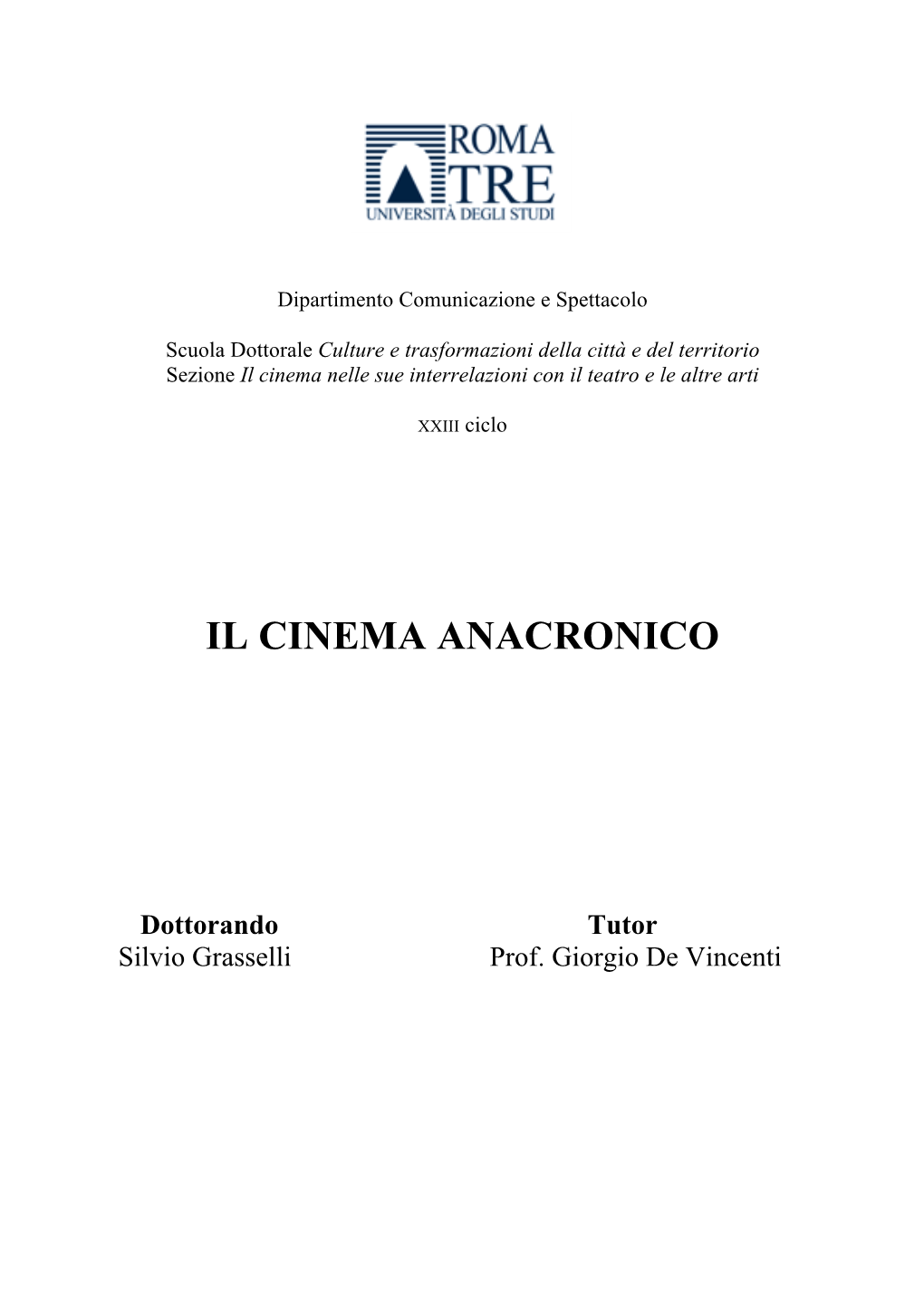 Il Cinema Anacronico