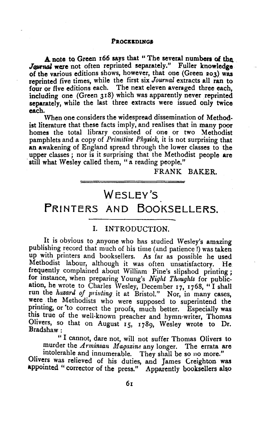 WESLEY's Frinters and BOOKSELLERS
