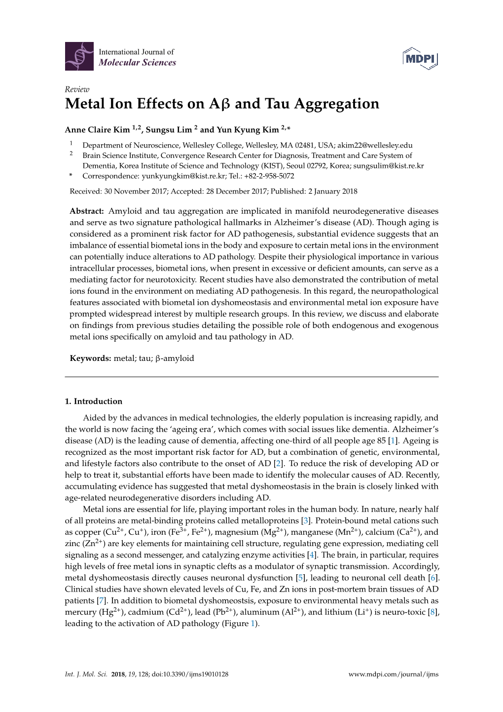 Metal Ion Effects on a and Tau Aggregation